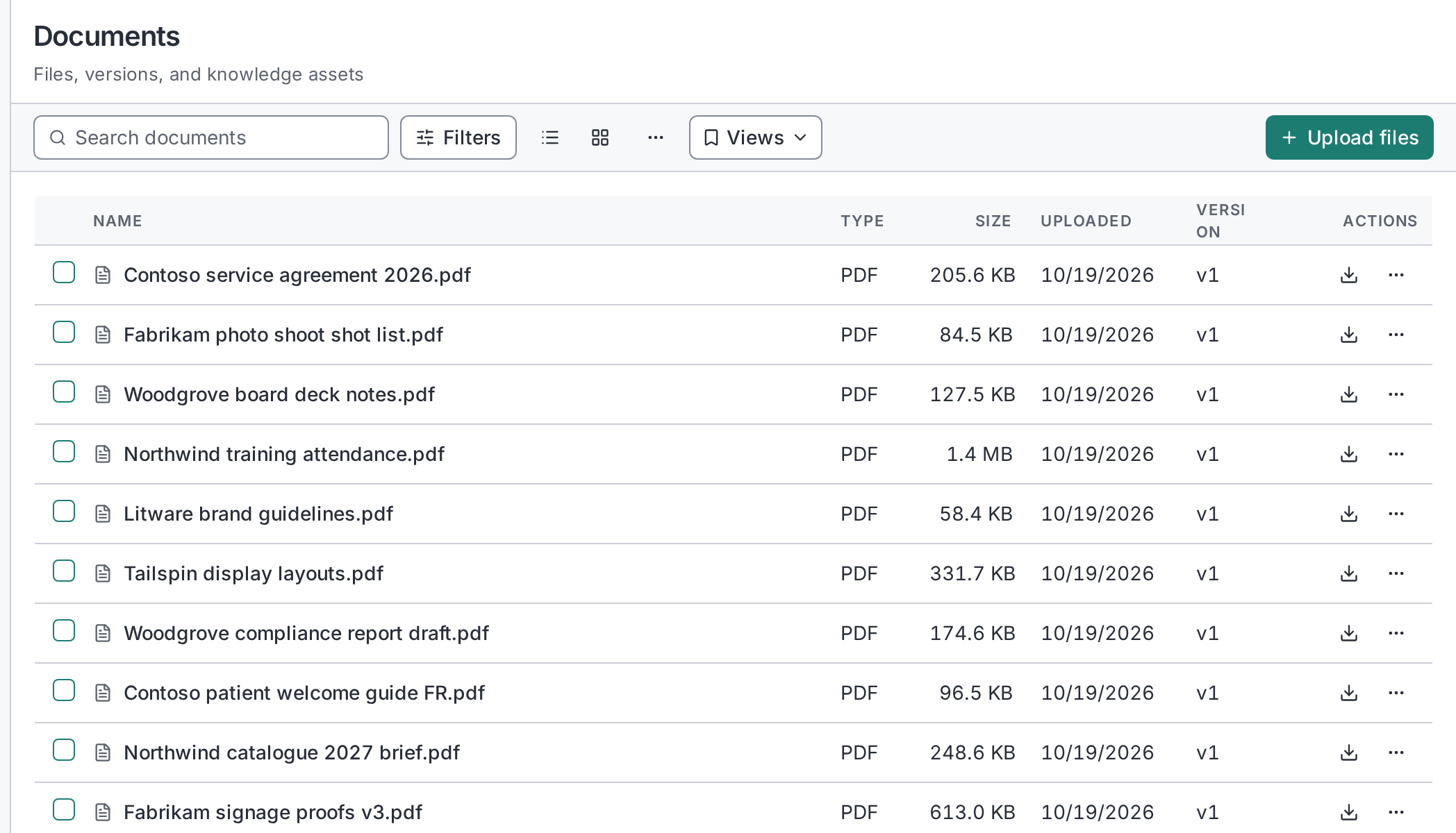 Bibliothèque de documents (vue du personnel) avec fichiers et dossiers